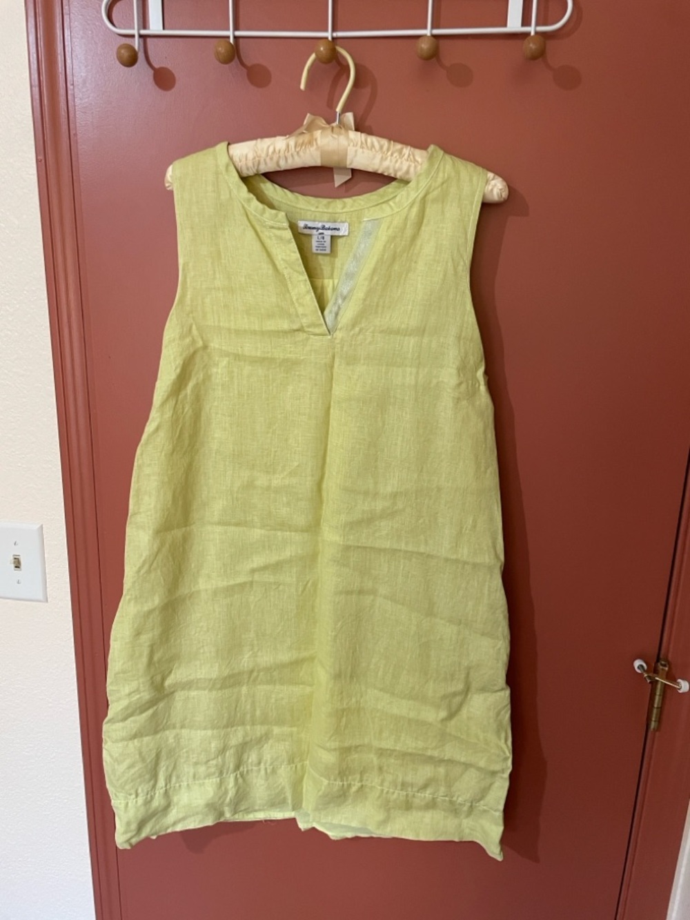 Tommy Bahama Chartreuse Linen Sleeveless Shift Dress